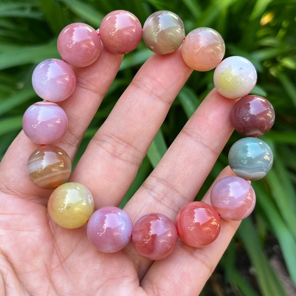 14mm stretchable chunky rainbow‎ yanyuan agate bracelet - Picture 1 of 11